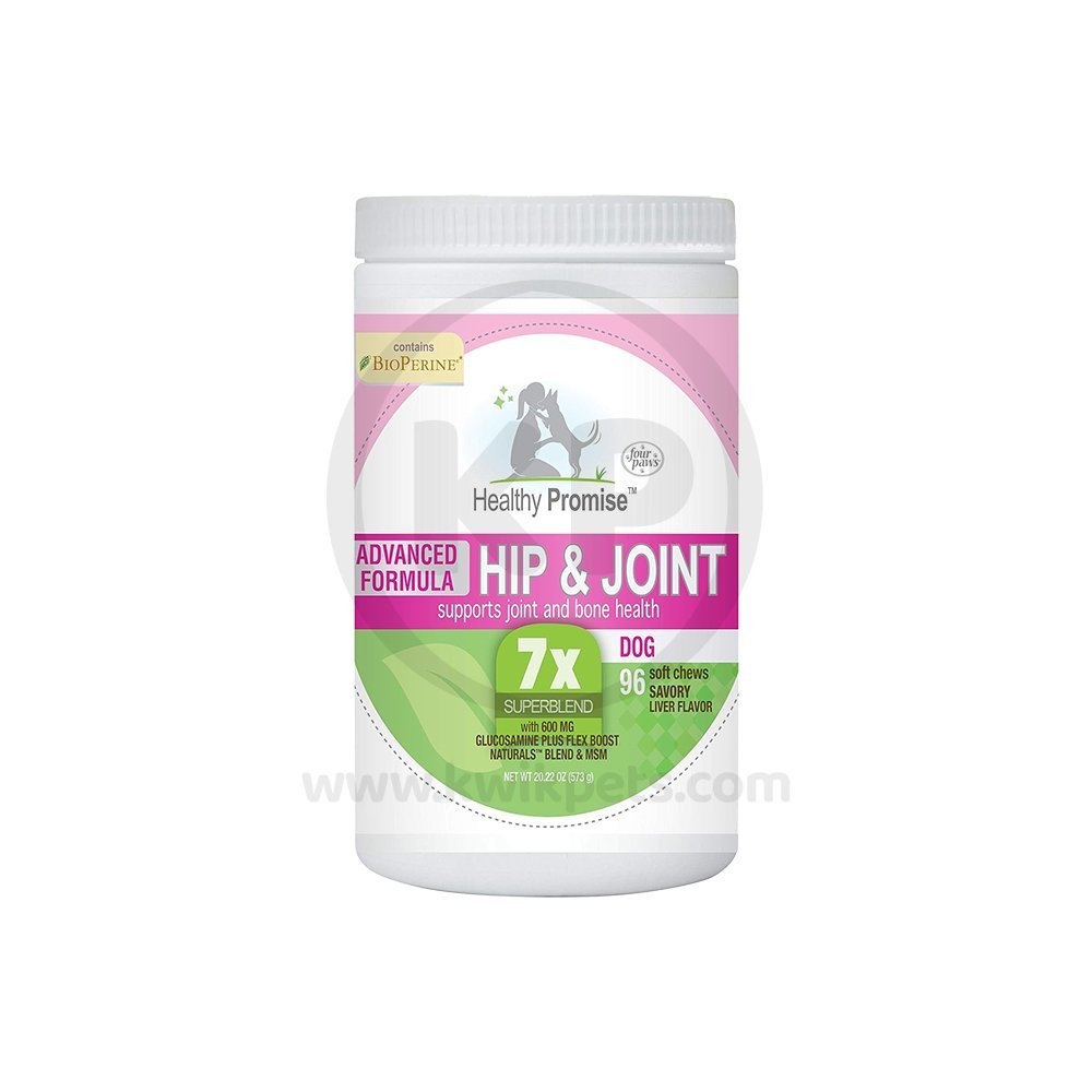 Four Paws Healthy Promise Advanced Formula Hip & Joint Supplement Dog Soft Chews Savory Liver 96 Count