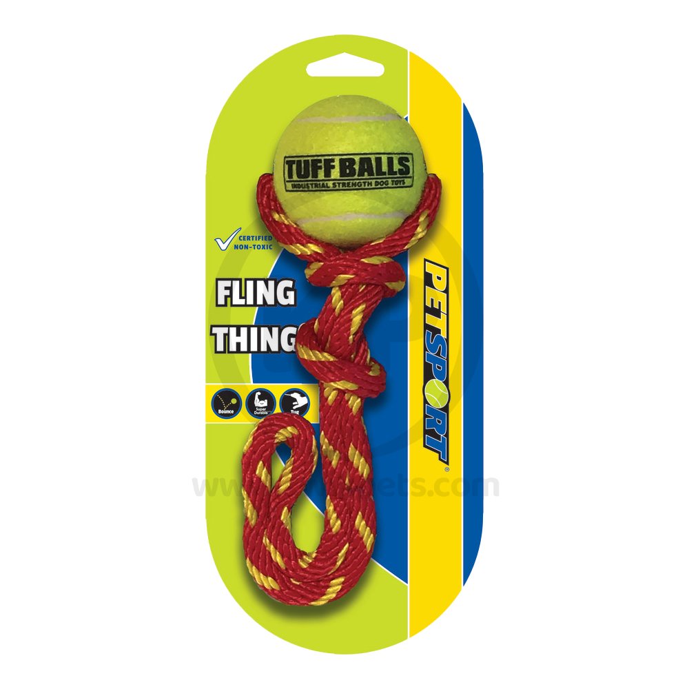 Petsport USA Fling Thing Tuff Balls Dog Toy Assorted 12-in Rope 2.5-in Ball