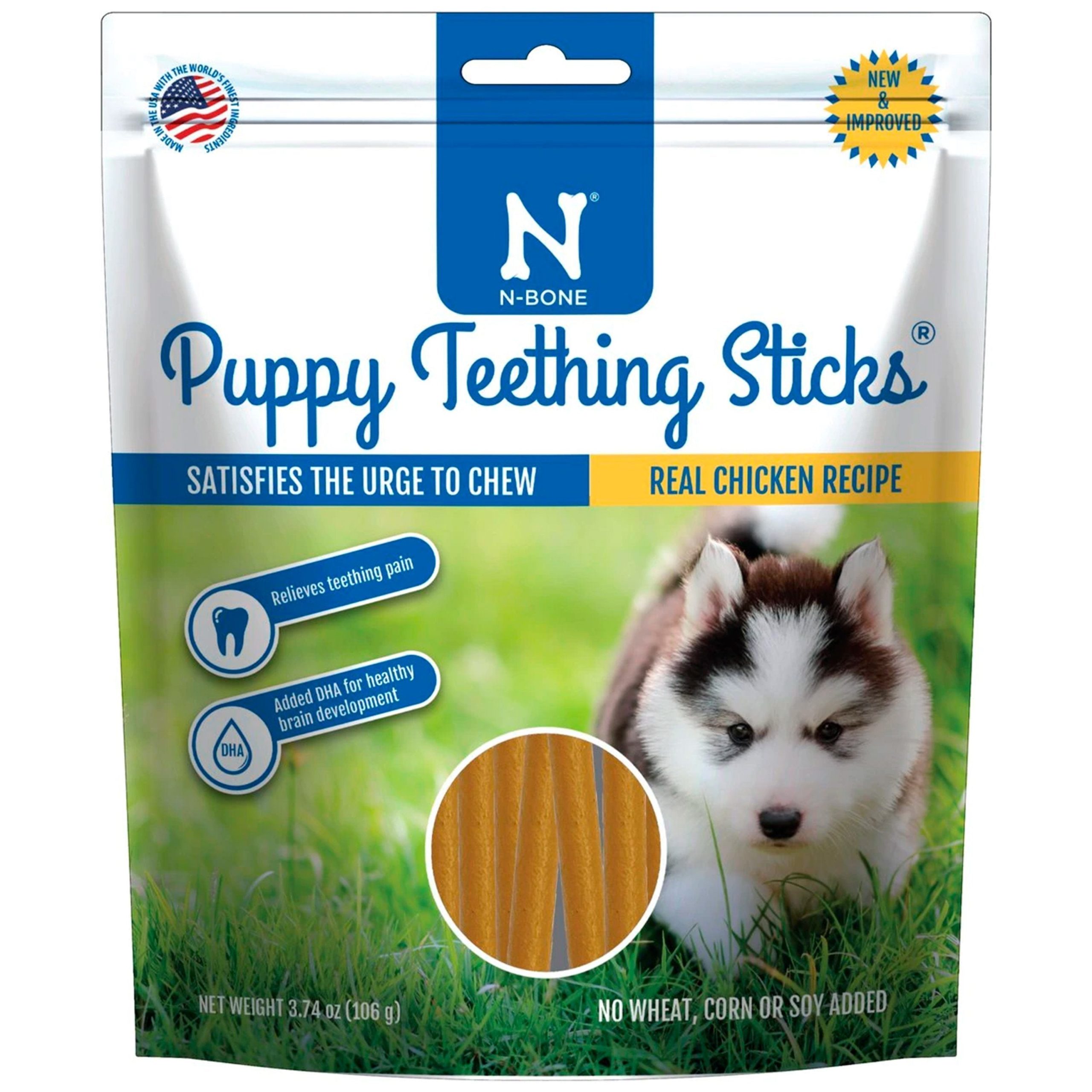 N-Bone Puppy Teething Sticks Chicken Regular 3.74-oz