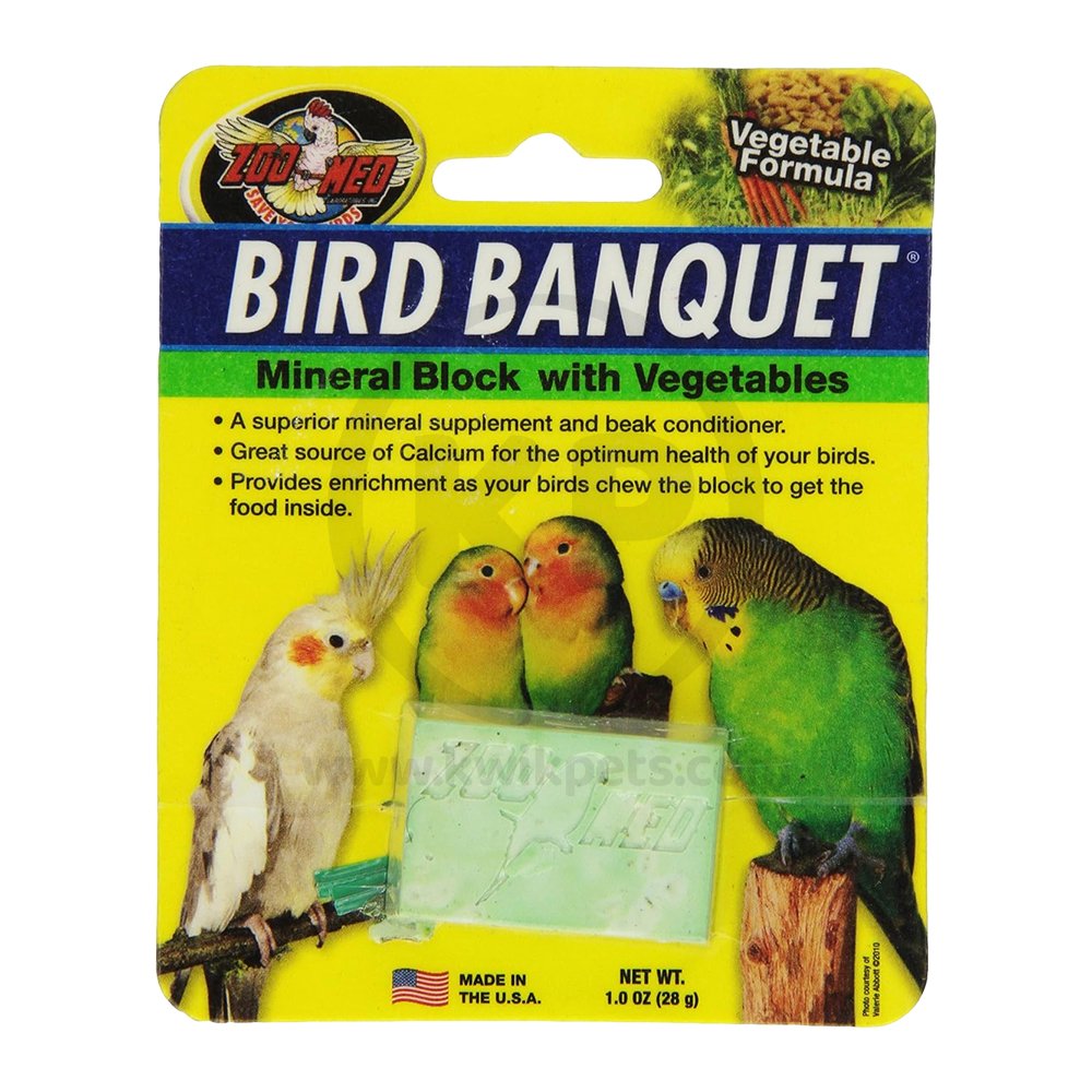 Zoo Med Bird Banquet Vegetable Formula Mineral Block Green Small 1-oz