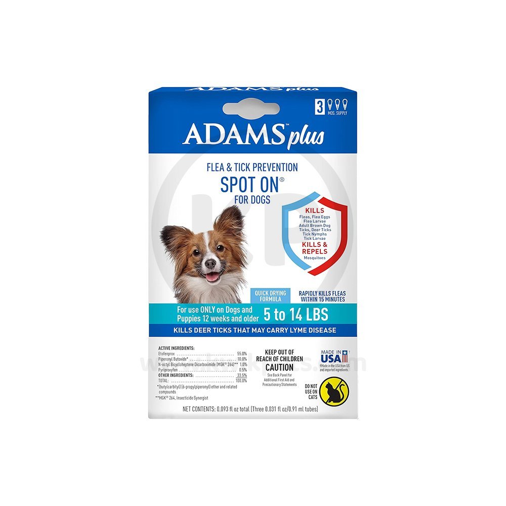 Adams Plus Flea & Tick 3 Month Supply Prevention Spot On for Small Dogs 5 to 14 lbs Clear