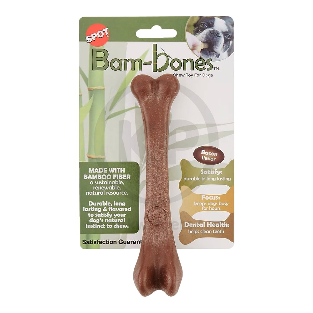 Ethical Pet Spot Bam-Bones Bacon Bone Dog Chew Toy 7.25-in