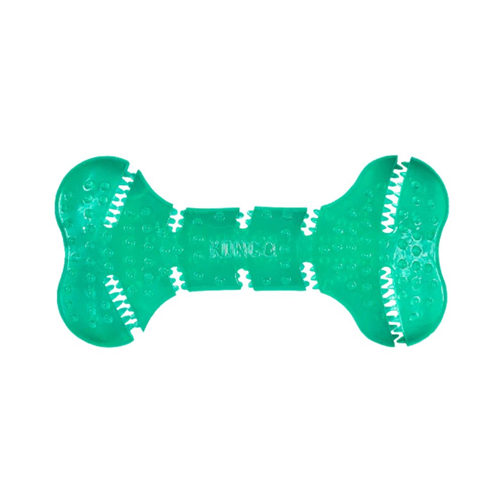 KONG Dental Squeezz Bone Dog Chew Toy Teal Medium