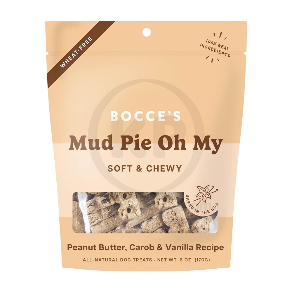 Bocce’s Bakery Mud Pie Oh My Soft & Chewy Dog Treats Peanut Butter Carob & Vanilla 6-oz