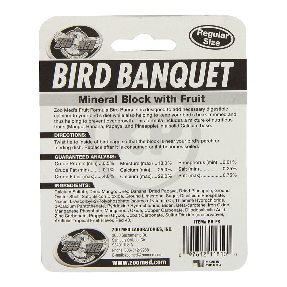 Zoo Med Bird Banquet Fruit Formula Mineral Block Pink Small 1-oz