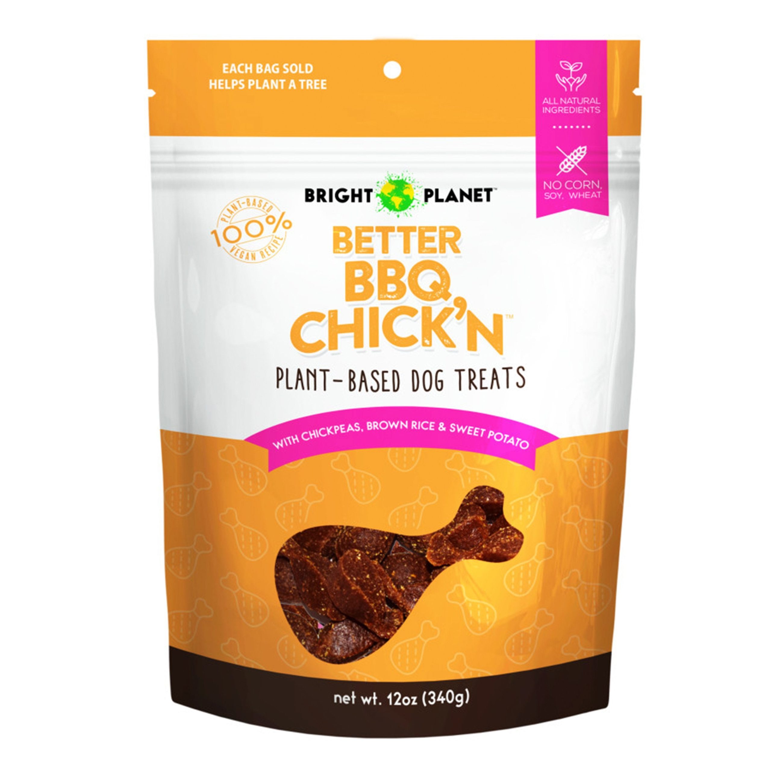 Bright Planet Better BBQ Chick’n Plant-Based Dog Treats 12-oz