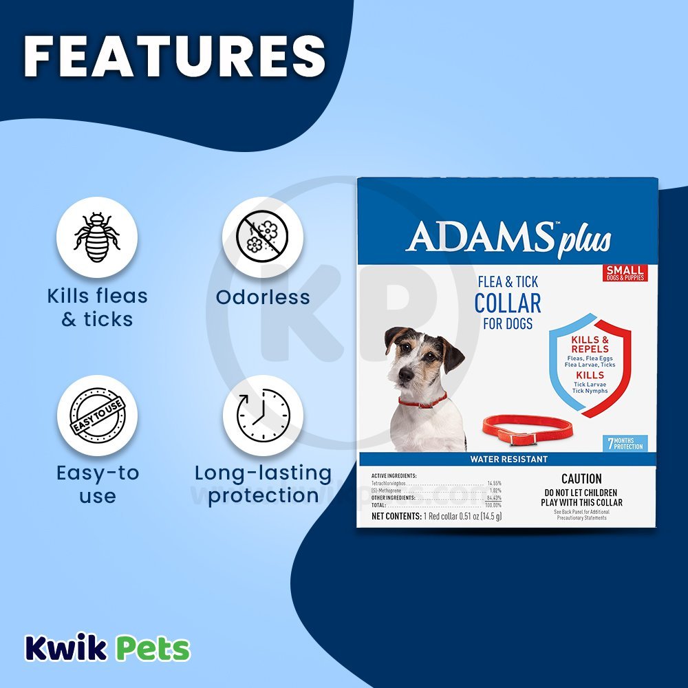 Adams Plus Flea & Tick Red Collar for Dogs Small