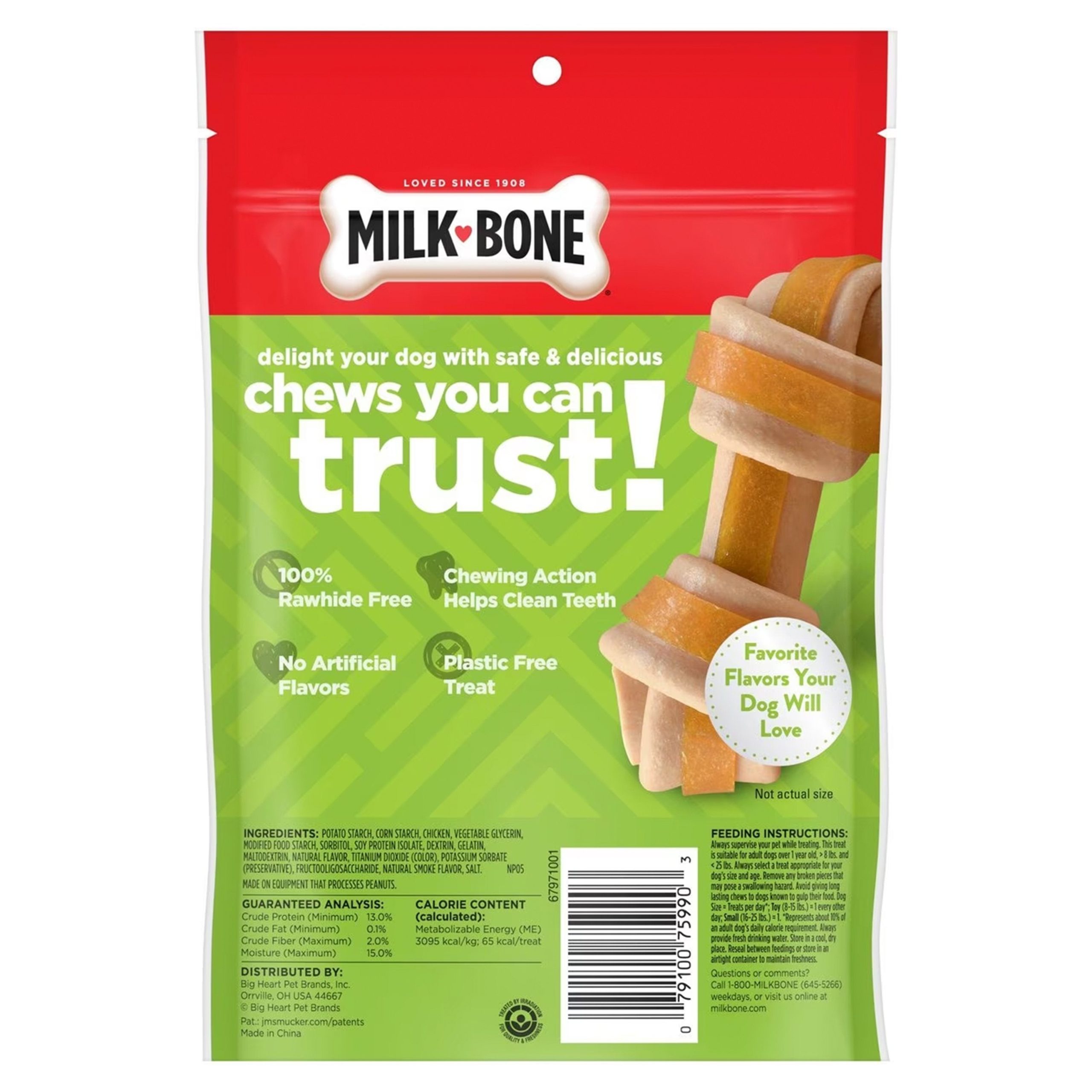 Milk-Bone Chews Knotted Gnaw Bones Chicken Dog Treats Mini 8 Count 5.1-oz