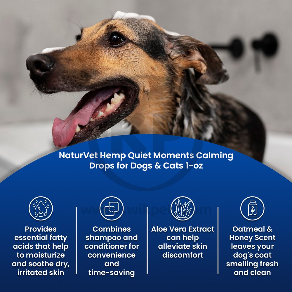 NaturVet Hemp Quiet Moments Calming Drops for Dogs & Cats 1-oz