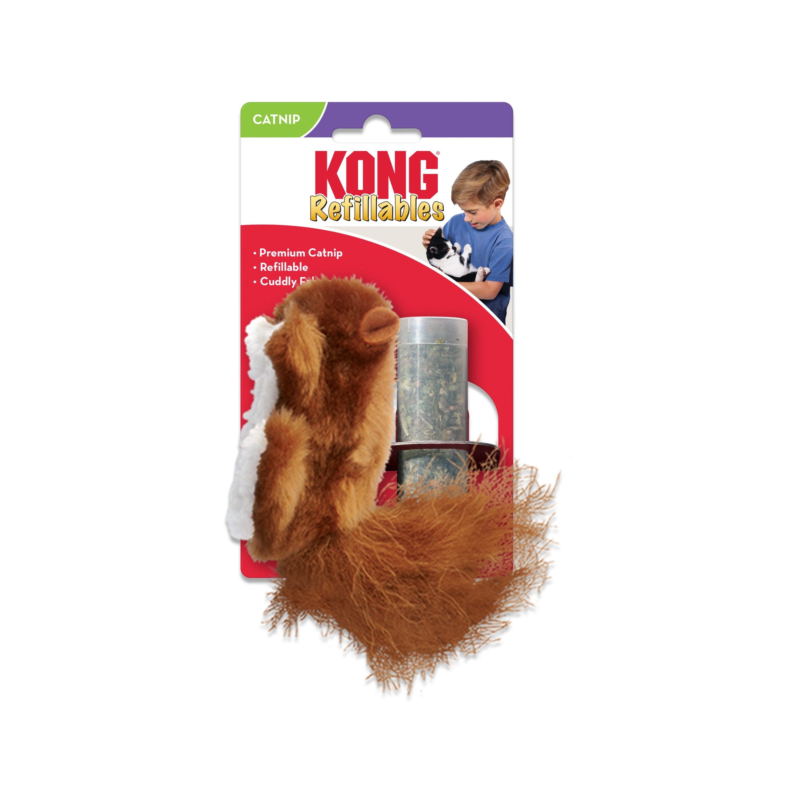 KONG Refillable Catnip Squirrel Cat Toy Brown One Size