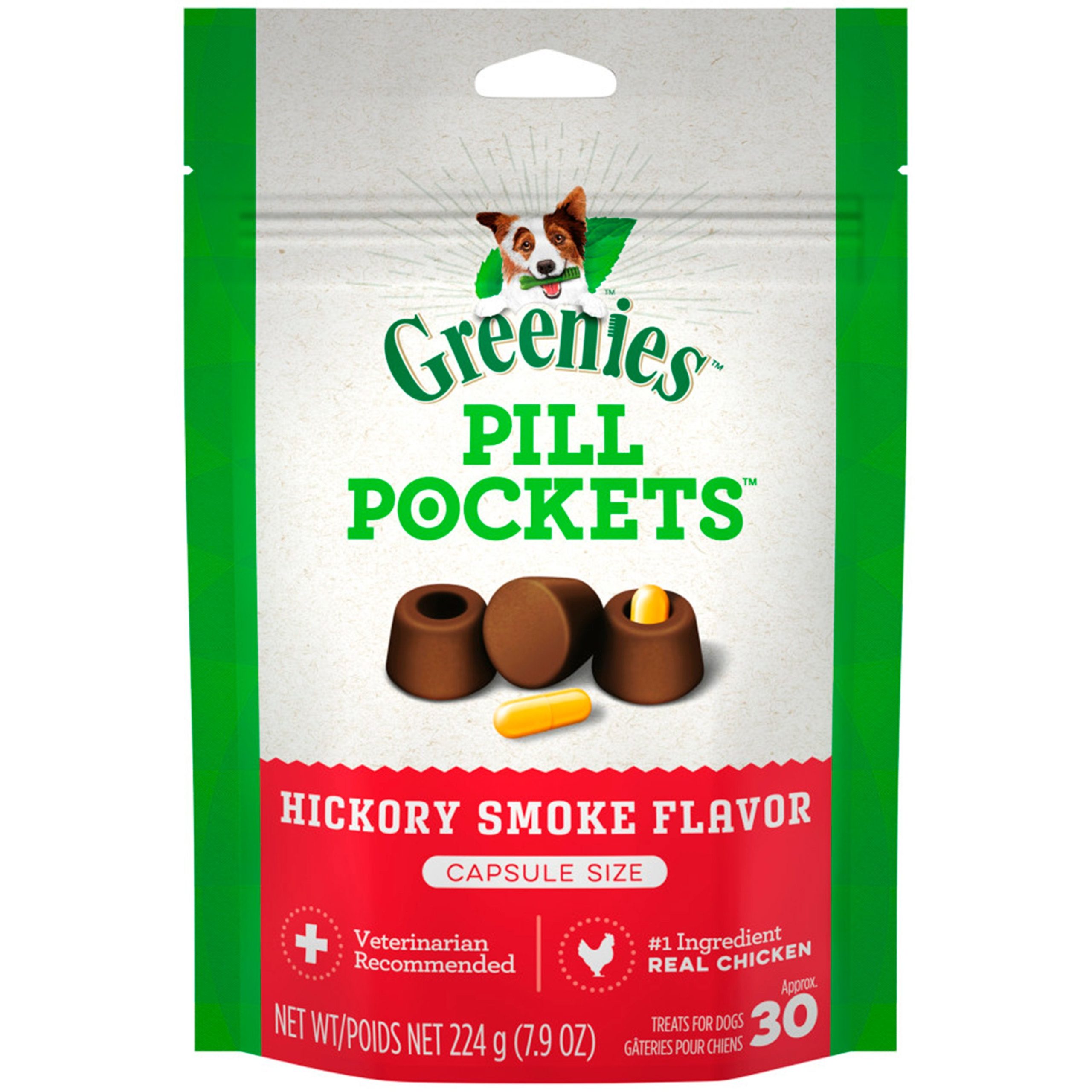 Greenies Capsule Pill Pockets Dog Treats Hickory Smoke 7.9-oz 30 Count