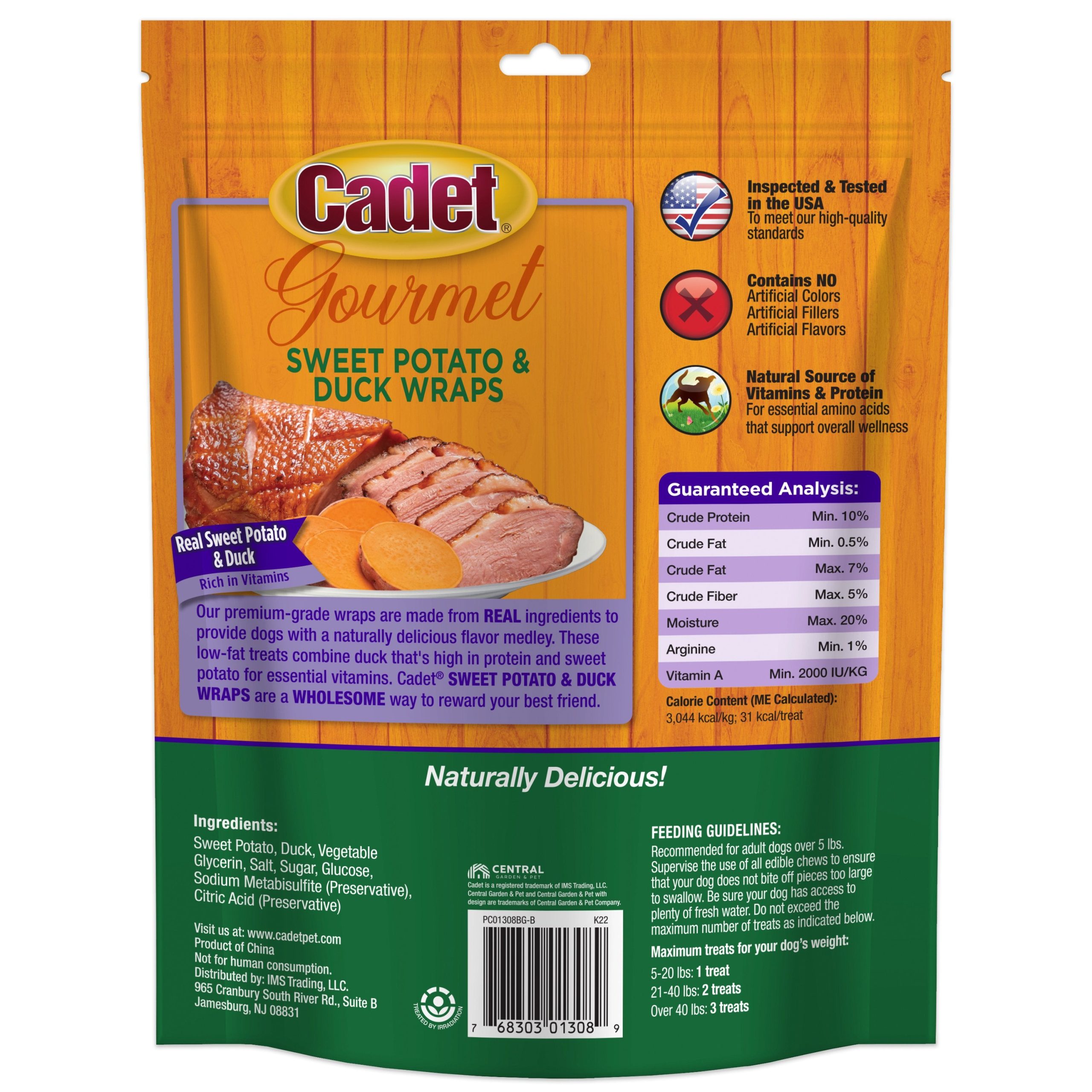 Cadet Gourmet Sweet Potato & Duck Wrapped Dog Treats 14-oz