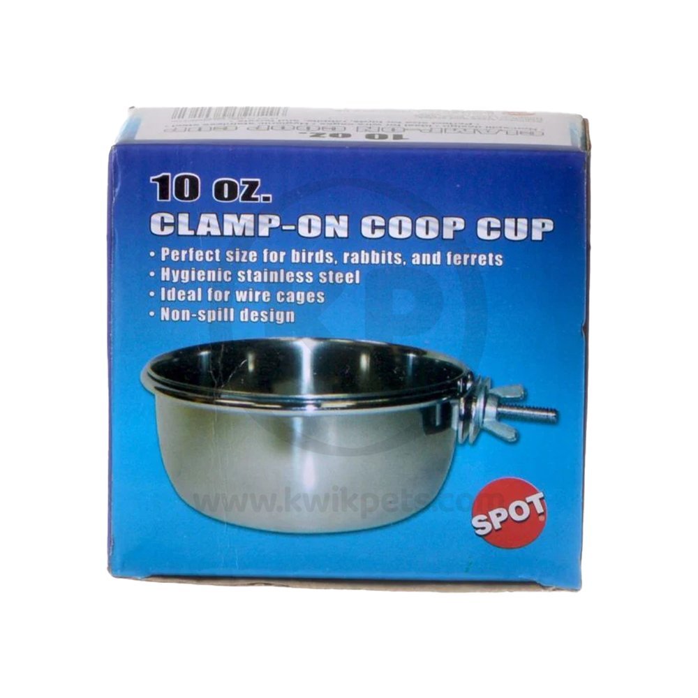 Ethical Pet Spot Stainless Steel Bird Coop Cup with Bolt Clamp 10-oz