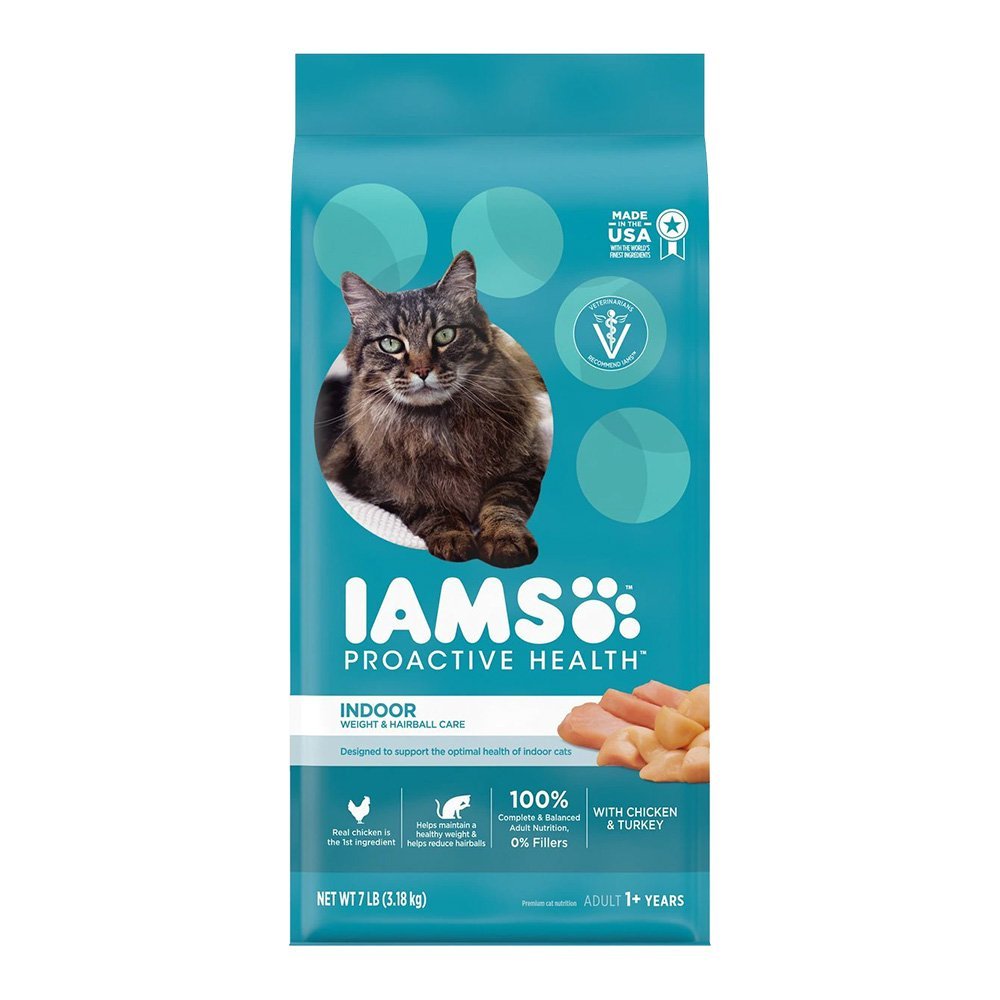 IAMS Proactive Health Weight Control & Hairball Care Indoor Adult Dry Cat Food Chicken & Turkey 7-lb