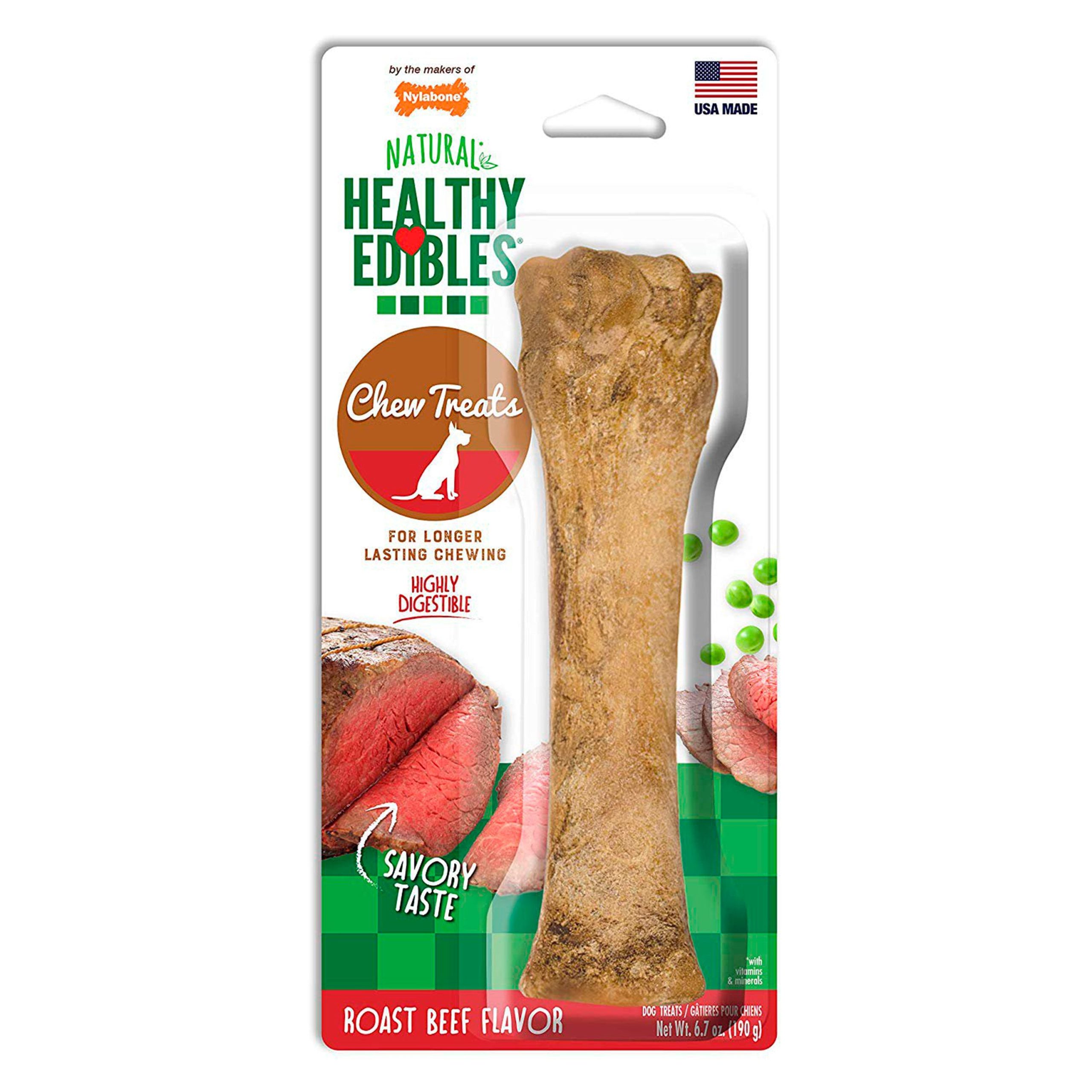 Nylabone Healthy Edibles All-Natural Long Lasting Dog Chew Treats Roast Beef XL/Souper – 50+ lbs 1 Count