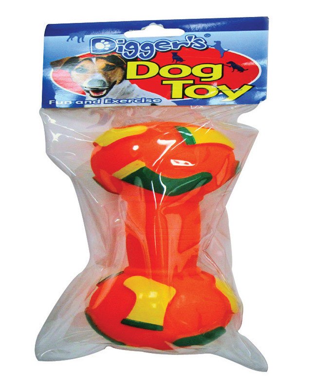 Boss Pet Digger’s Multicolored Vinyl Dumbell Chew Dog Toy Large