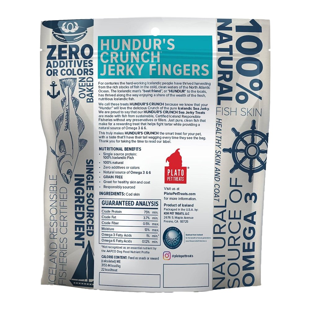 Plato Hundur’s Crunch Jerky Fingers Fish Dog Treats 10-oz