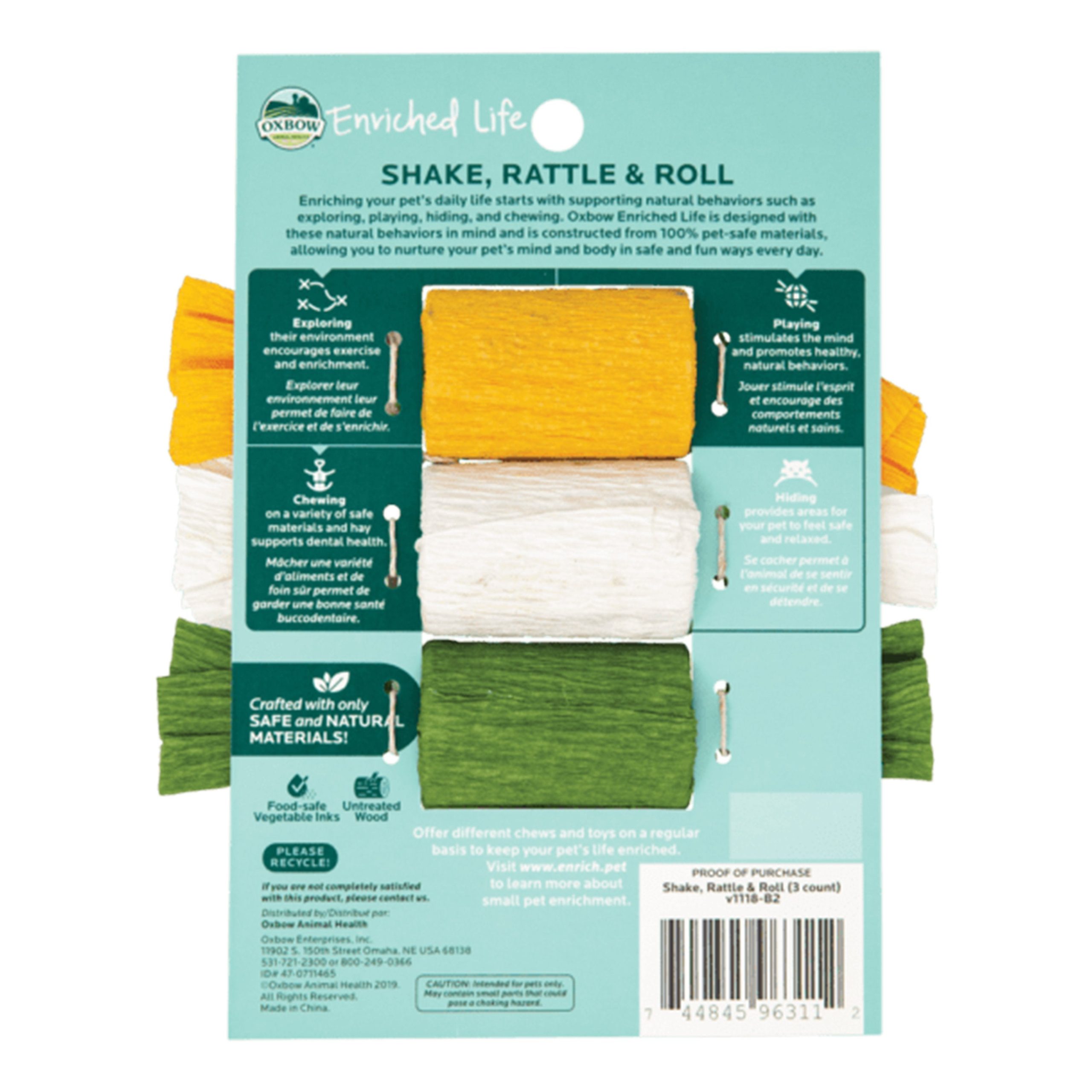 Oxbow Animal Health Enriched Life Shake, Rattle & Roll Small Animal Toy 3 Count