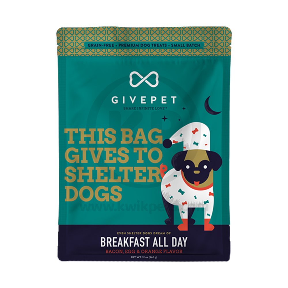 Givepet Breakfast All Day Grain-Free Premium Dog Treats Bacon Egg & Orange 11-oz