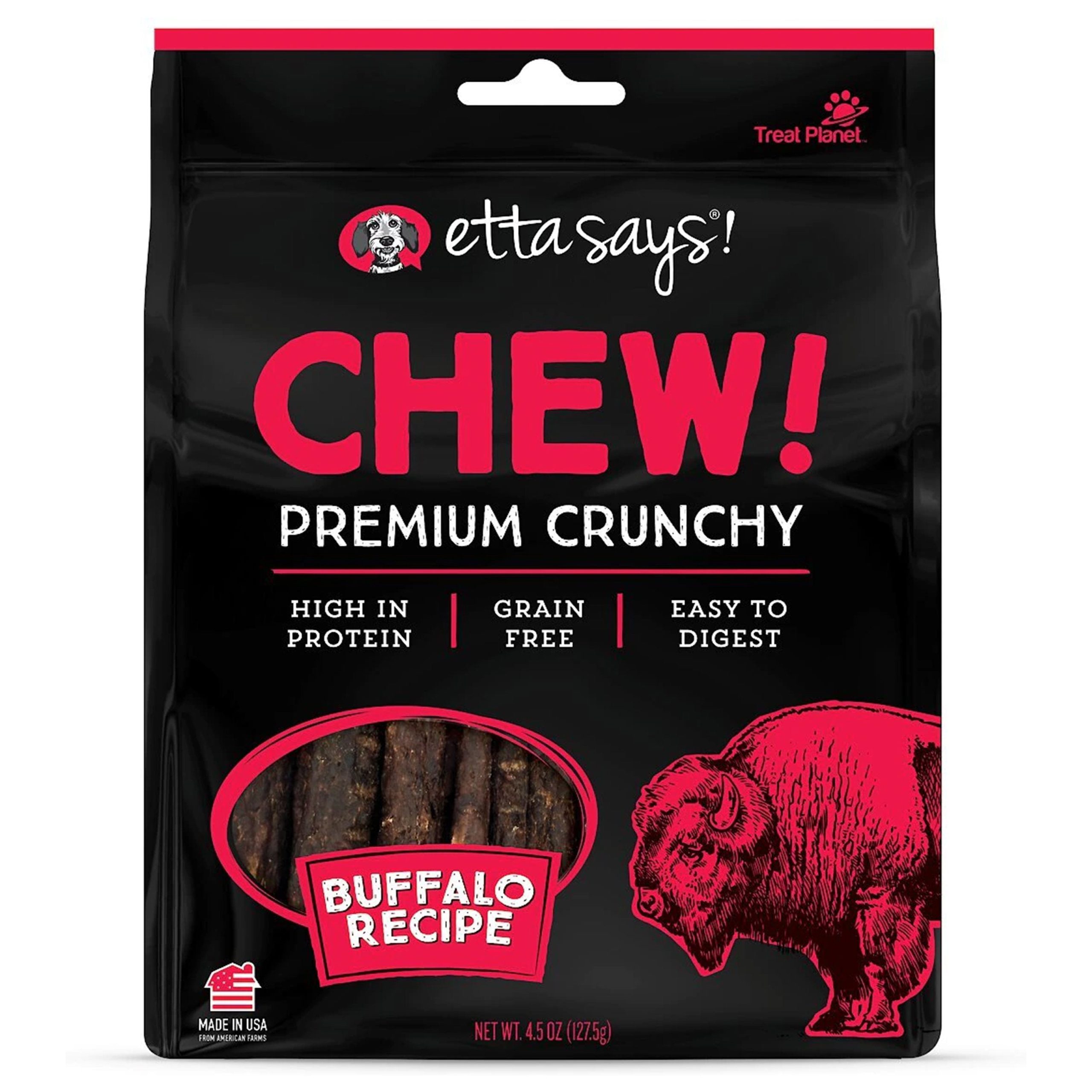 Etta Says! Chew! Premium Crunchy Buffalo Dog Treats 4.5-oz