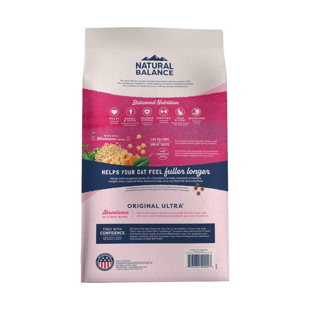 Natural Balance Pet Foods Original Ultra Fat Cats Dry Cat Food Chicken Meal & Salmon Meal 6-lb