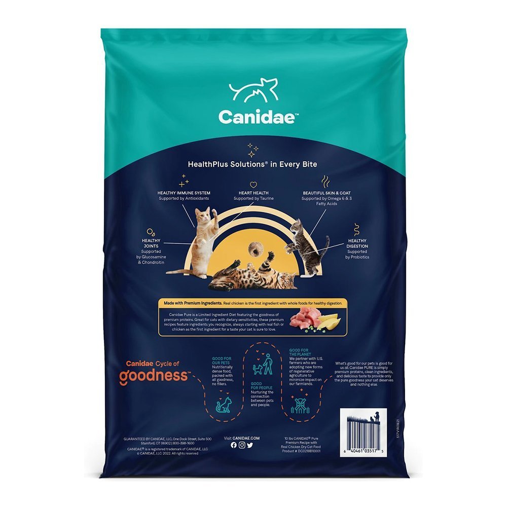 CANIDAE Pure Goodness Grain-Free LID Dry Cat Food Elements Formula w/Chicken 10-lb