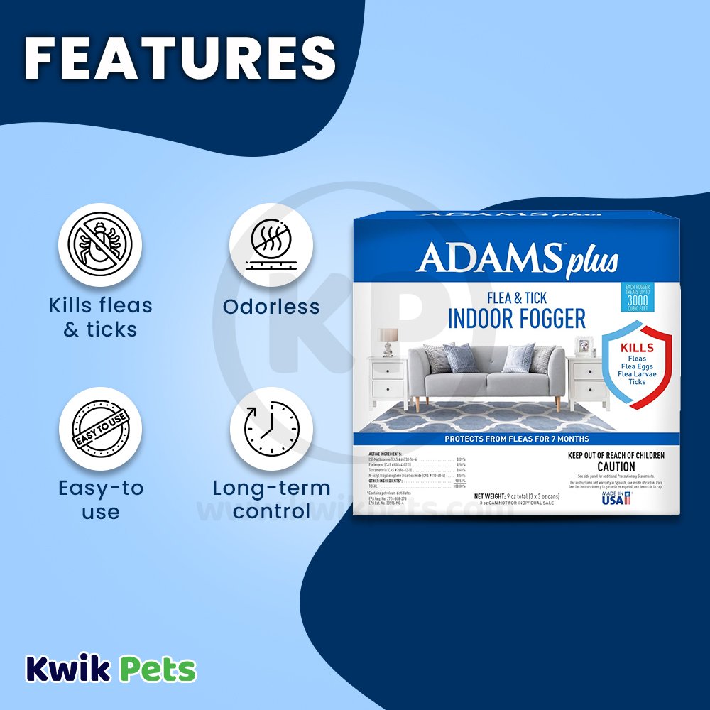 Adams Plus Flea & Tick Indoor Fogger 3 Count 3-oz