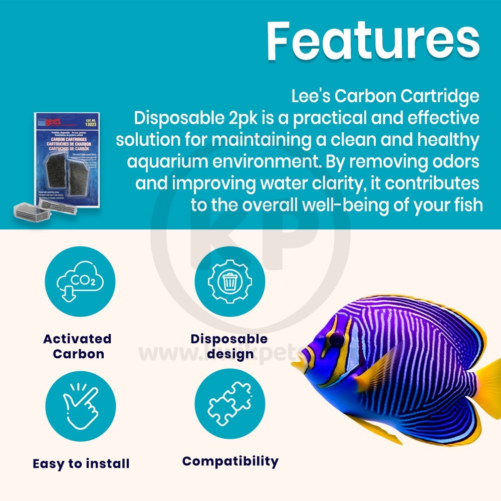 Lee’s Aquarium & Pet Products Premium Disposable Carbon Cartridges for Under Gravel Filters 2 Count