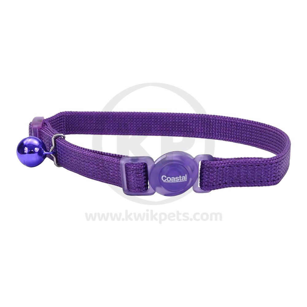 Coastal Safe Cat Adjustable Snag-Proof Nylon Breakaway Collar Purple 3/8 in X 8-12 in