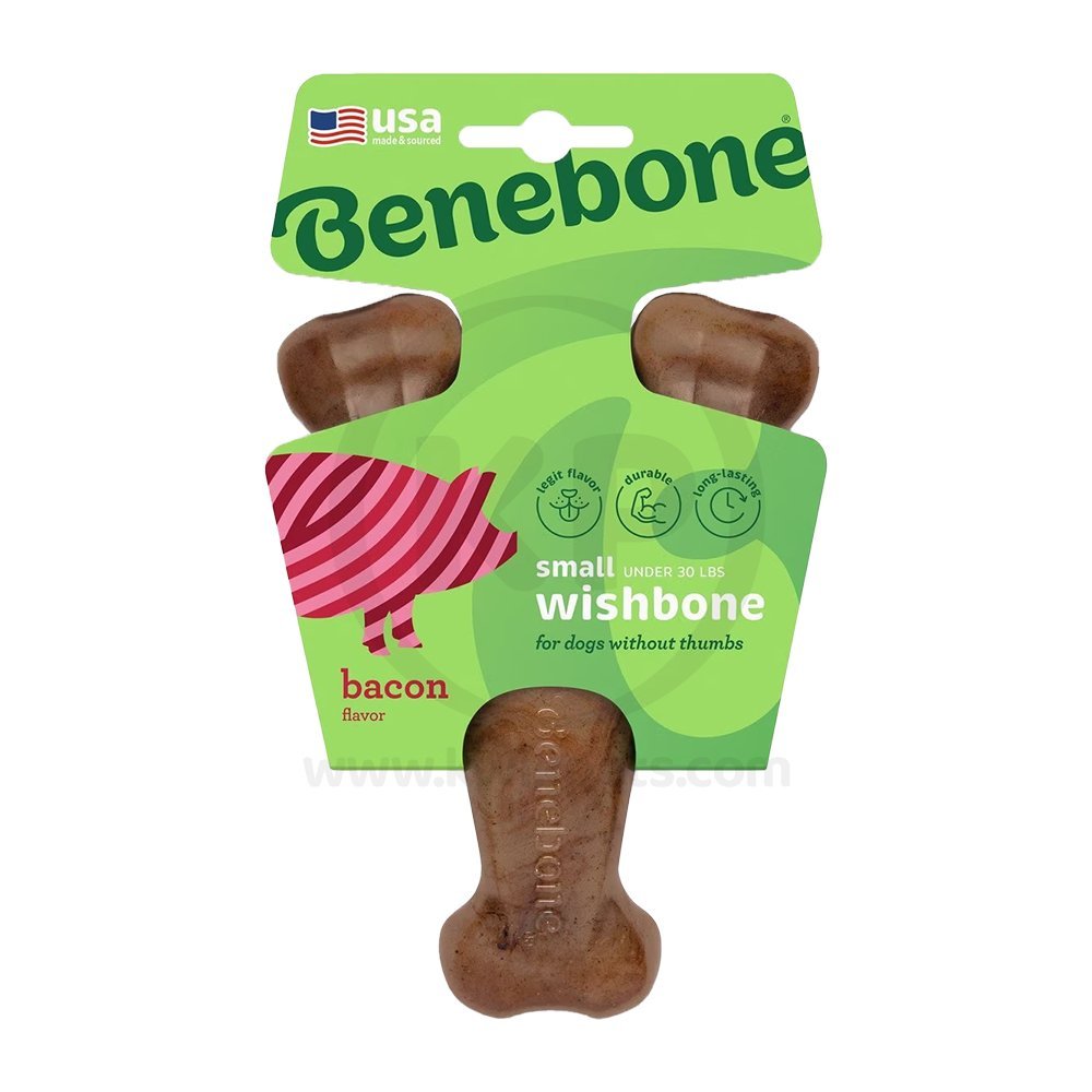 Benebone Wishbone Dog Chew Toy Bacon Small