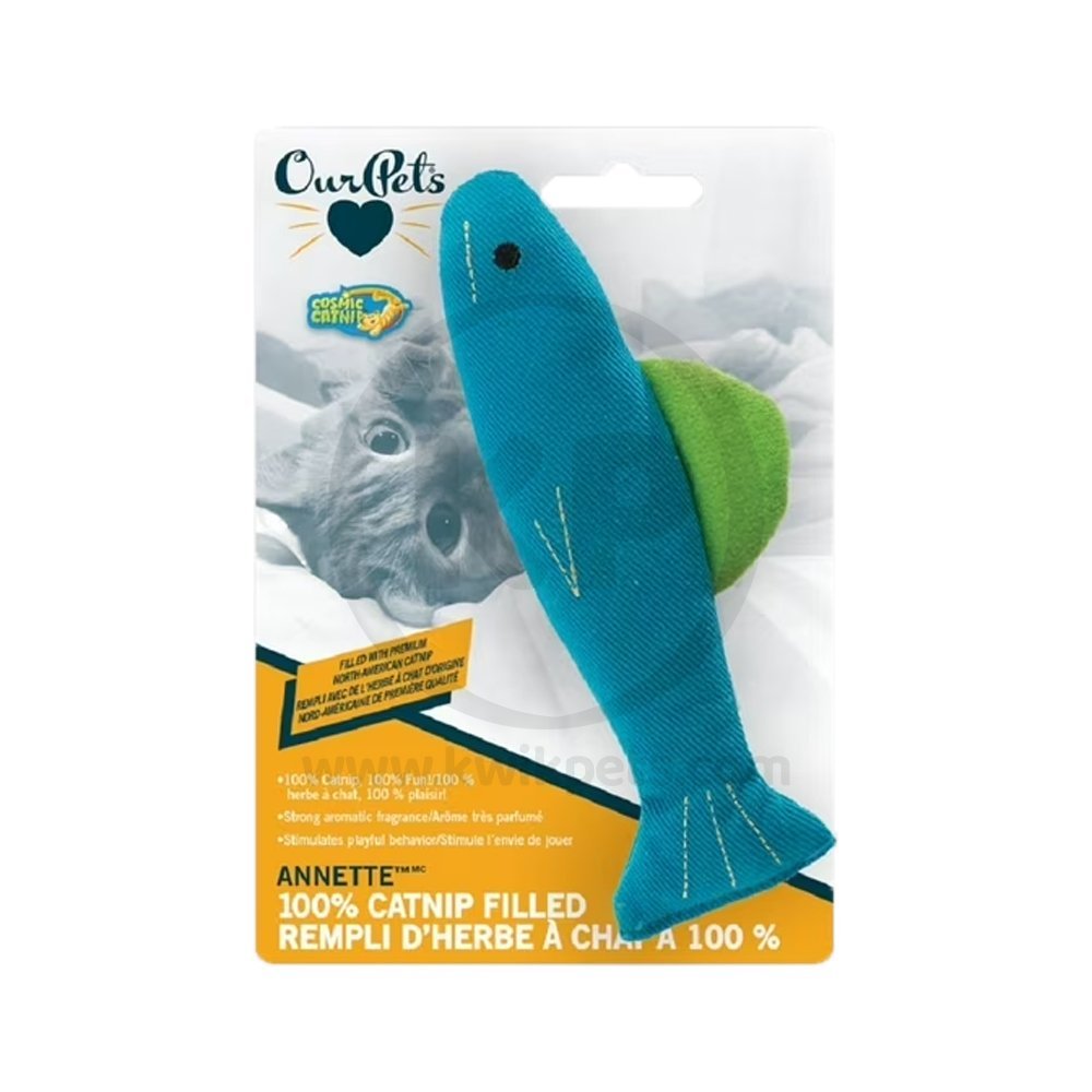 OurPets 100% Catnip Filled Fish ‘Annette’ Cat Toy Blue