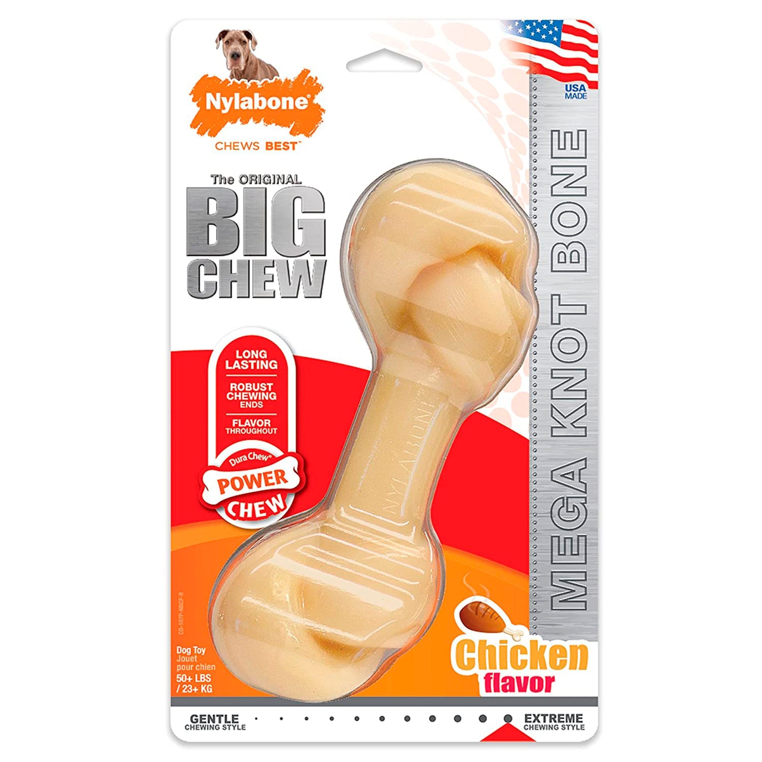 Nylabone Power Chew Big Knot Bone Dog Toy Chicken XXL/Monster – 50++ lbs