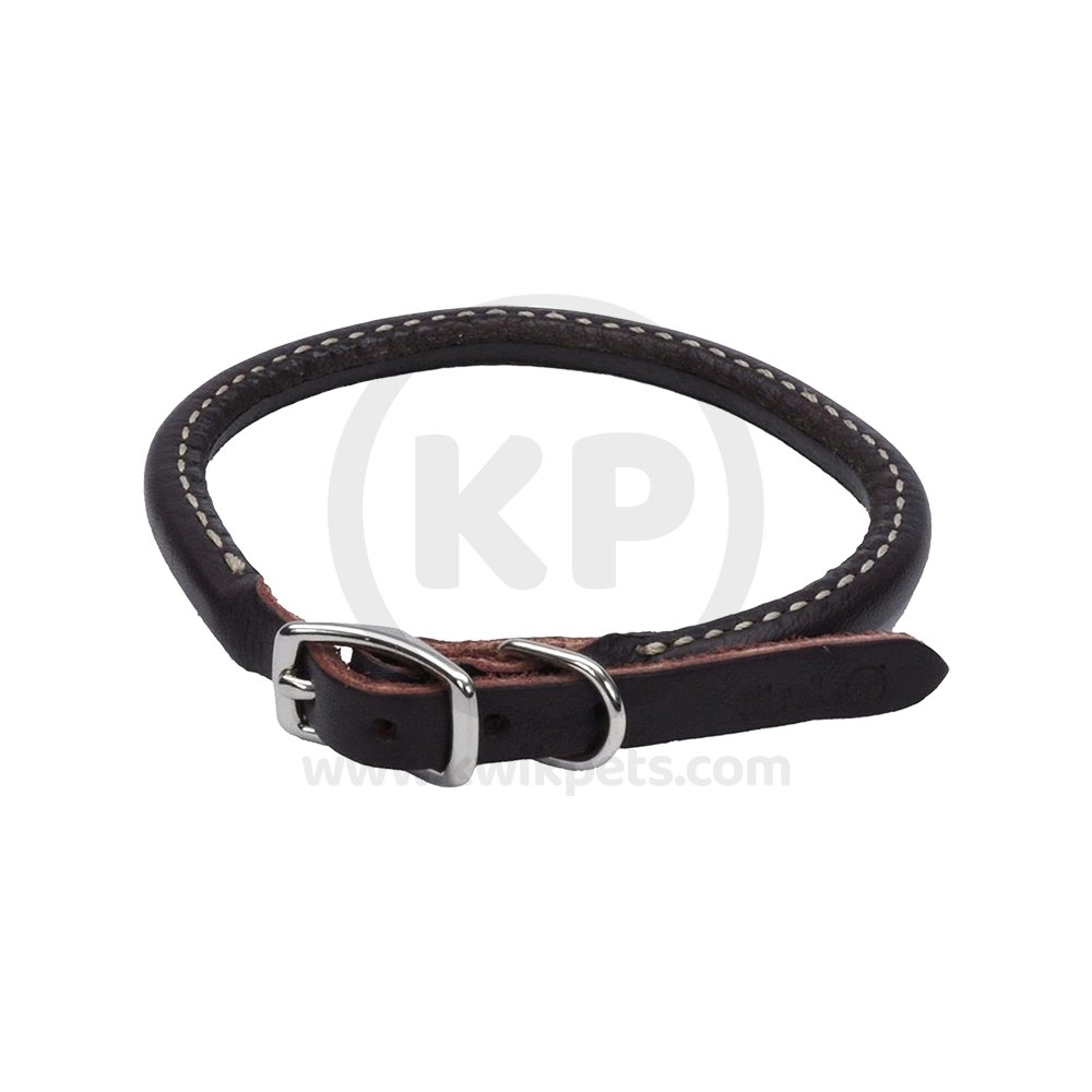 Coastal Circle T Latigo Leather Round Dog Collar Brown 3/4 in X 18 in