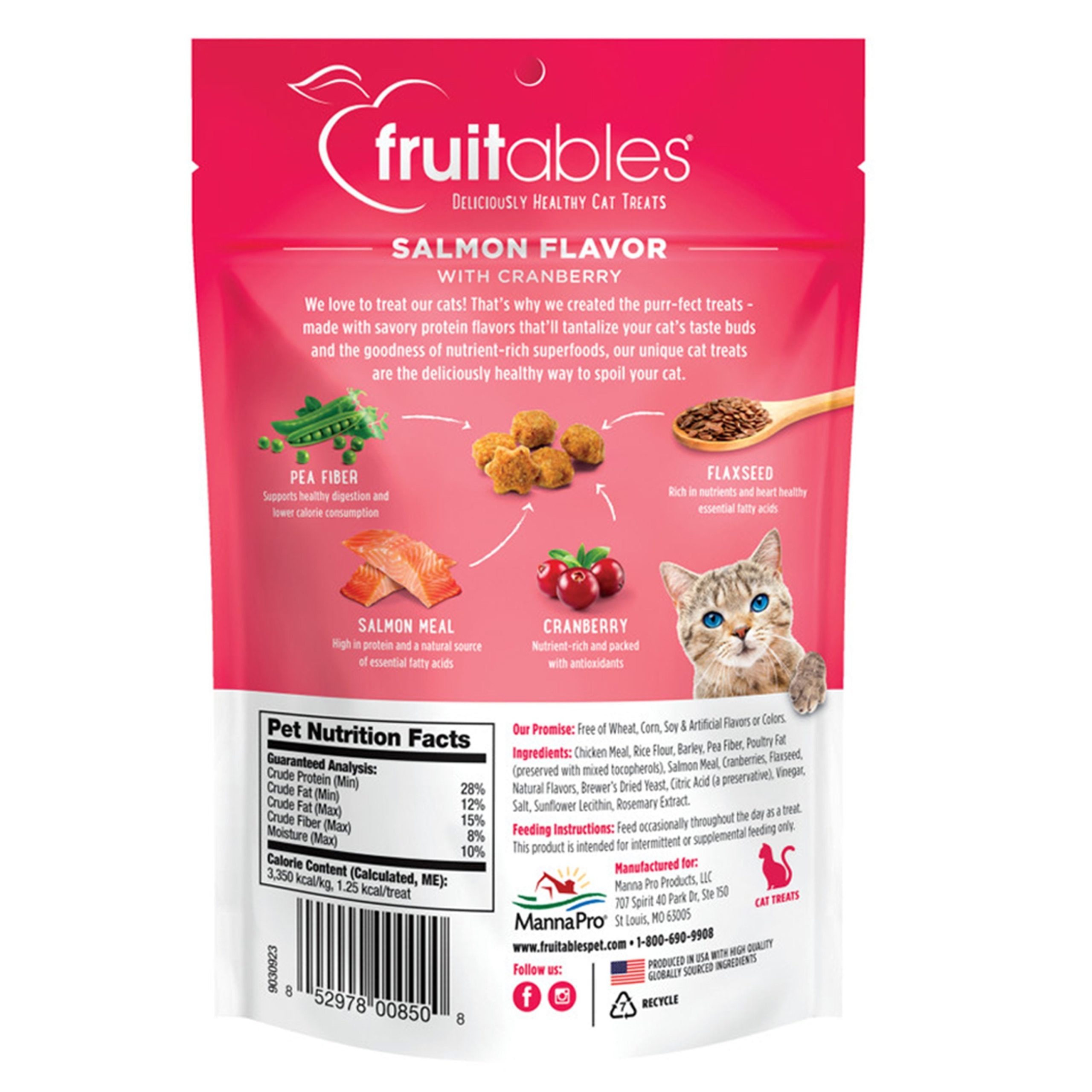 Fruitables Limited Ingredients Salmon w/Cranberry Crunchy Cat Treats 2.5-oz