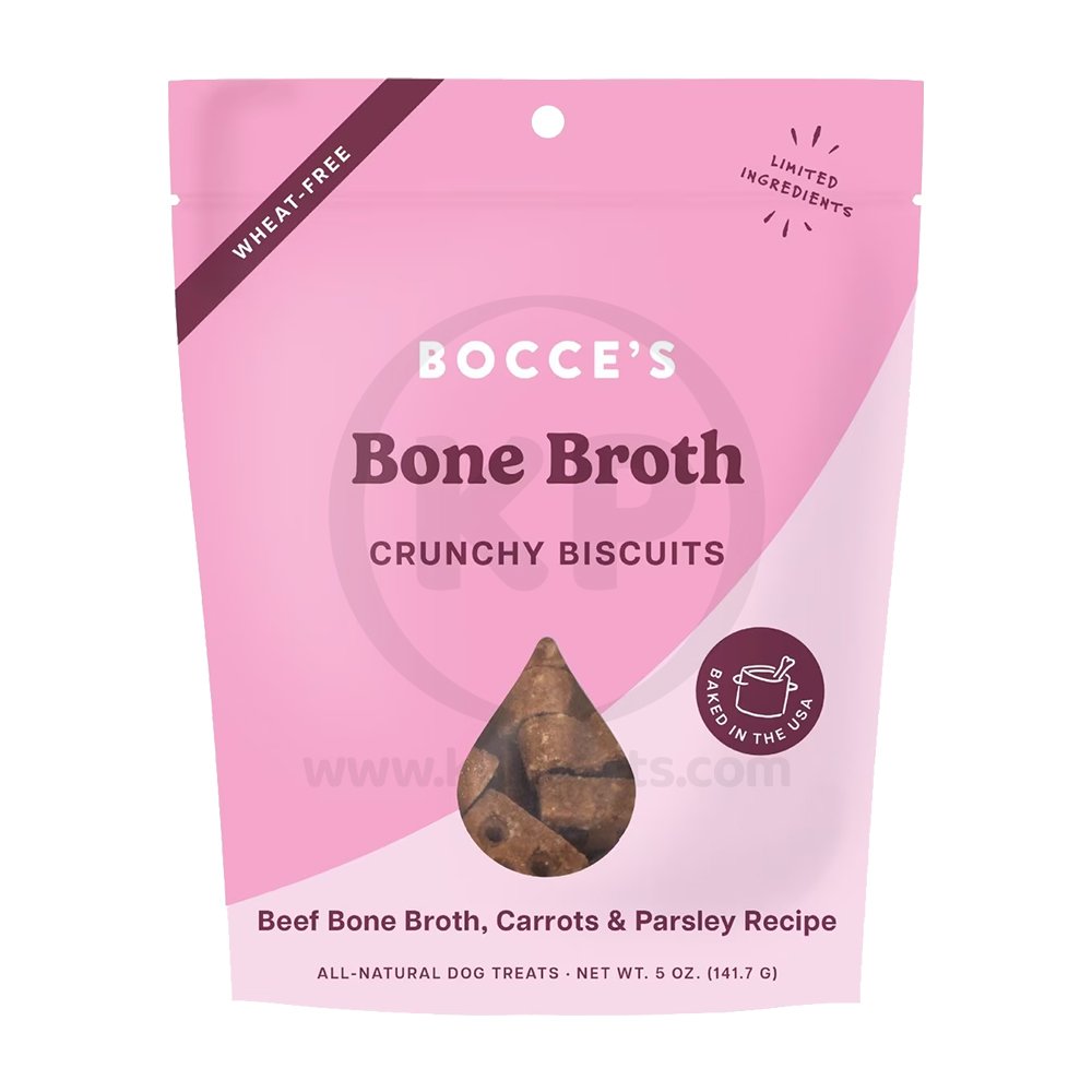 Bocce’s Bakery Bone Broth Crunchy Biscuits Dog Treats Beef Bone Broth Carrots & Parsley 5-oz