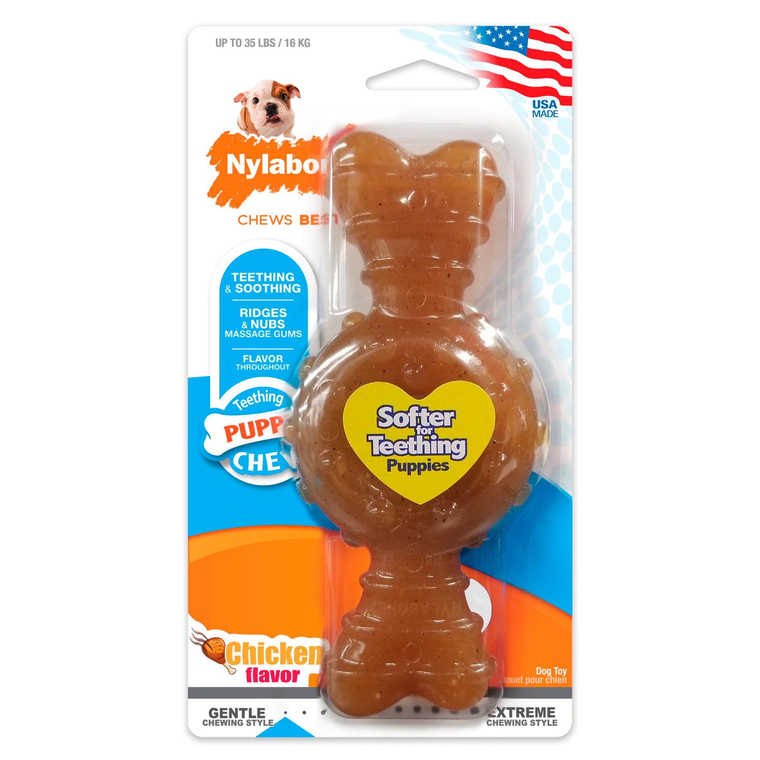 Nylabone Puppy Chew Ring Bone Teething Toy Chicken Medium/Wolf – Up To 35 lbs