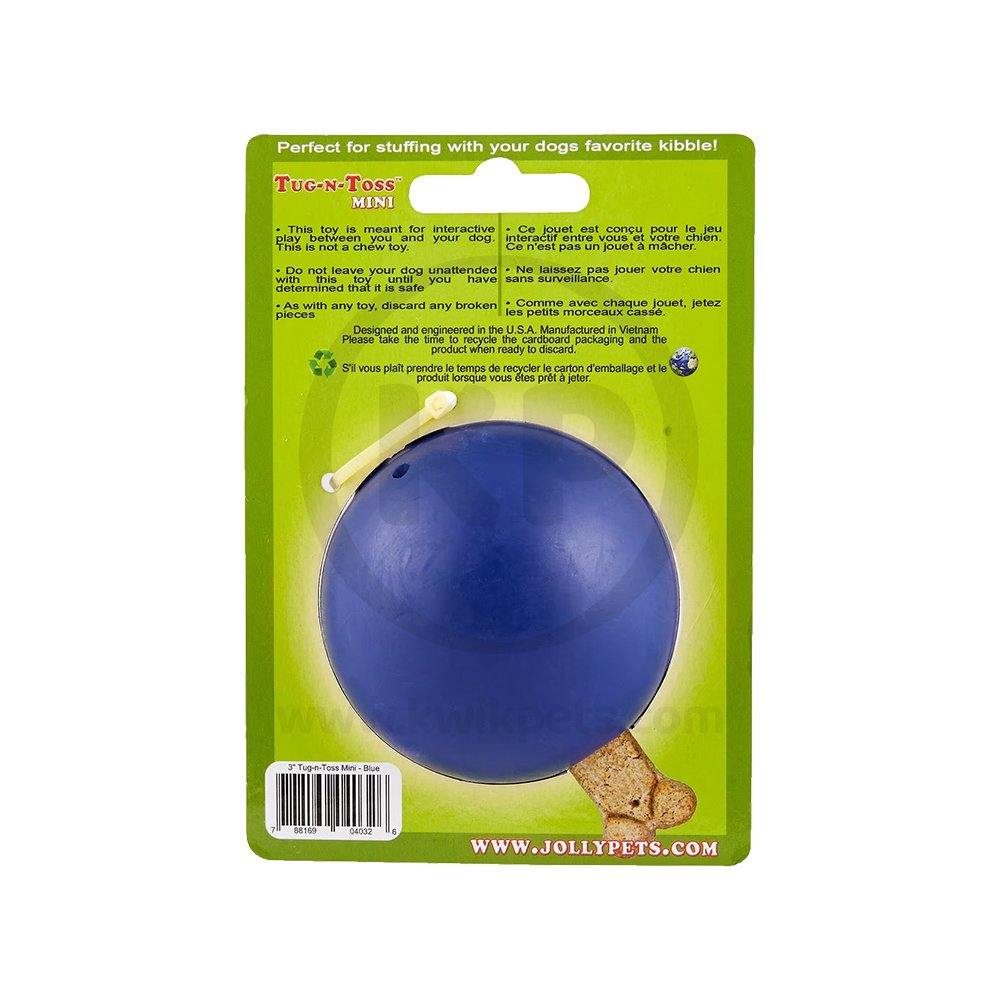 Jolly Pet Tug-n-Toss Mini Dog Toy Blue Small 3-in