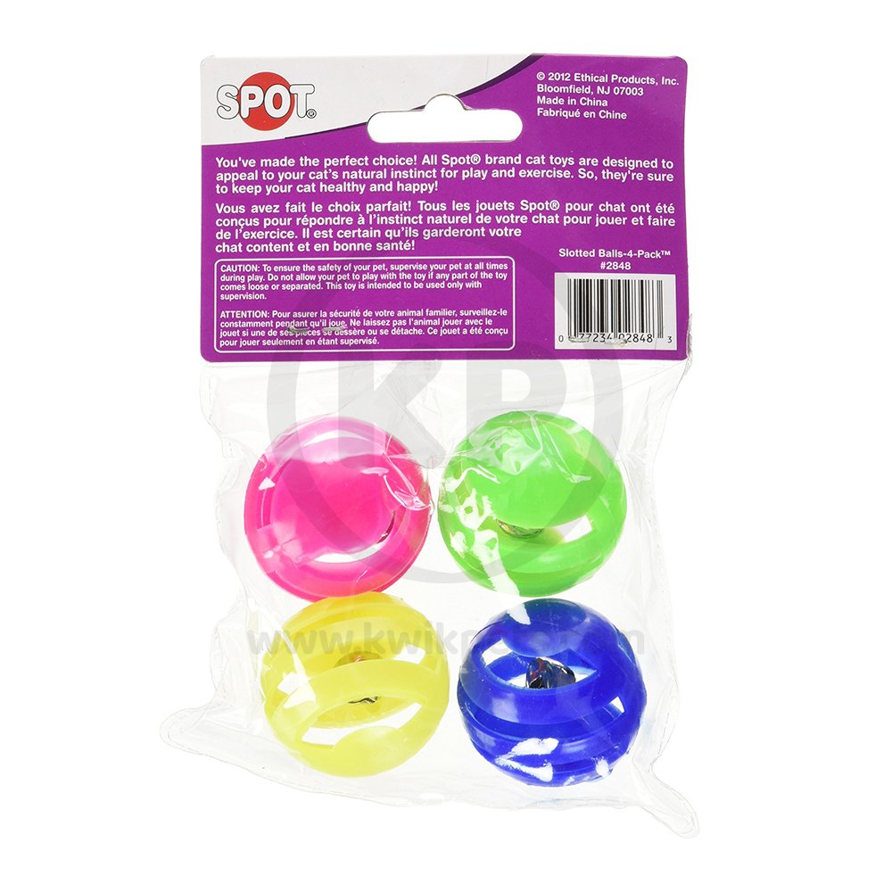 Ethical Pet Spot Slotted Balls Cat Toy Multicolor 4 Count