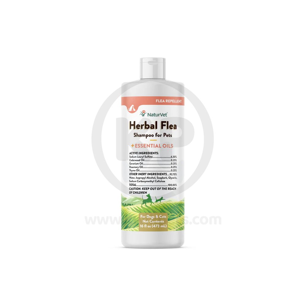 NaturVet Herbal Flea Shampoo w/Essential Oils for Dogs & Cats 16-oz