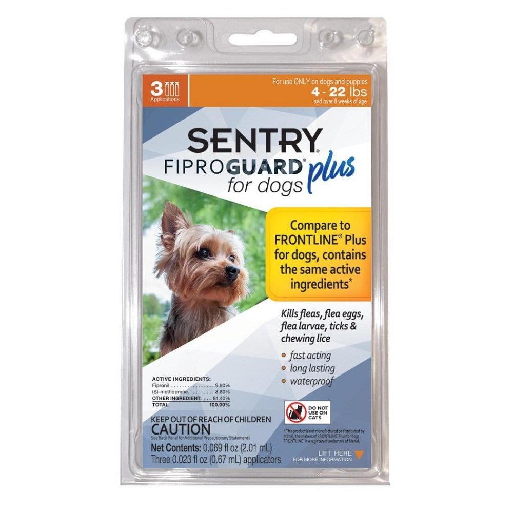 Sentry FiproGuard Plus Flea & Tick Spot-On for Dogs 4-22 lbs 3 Count