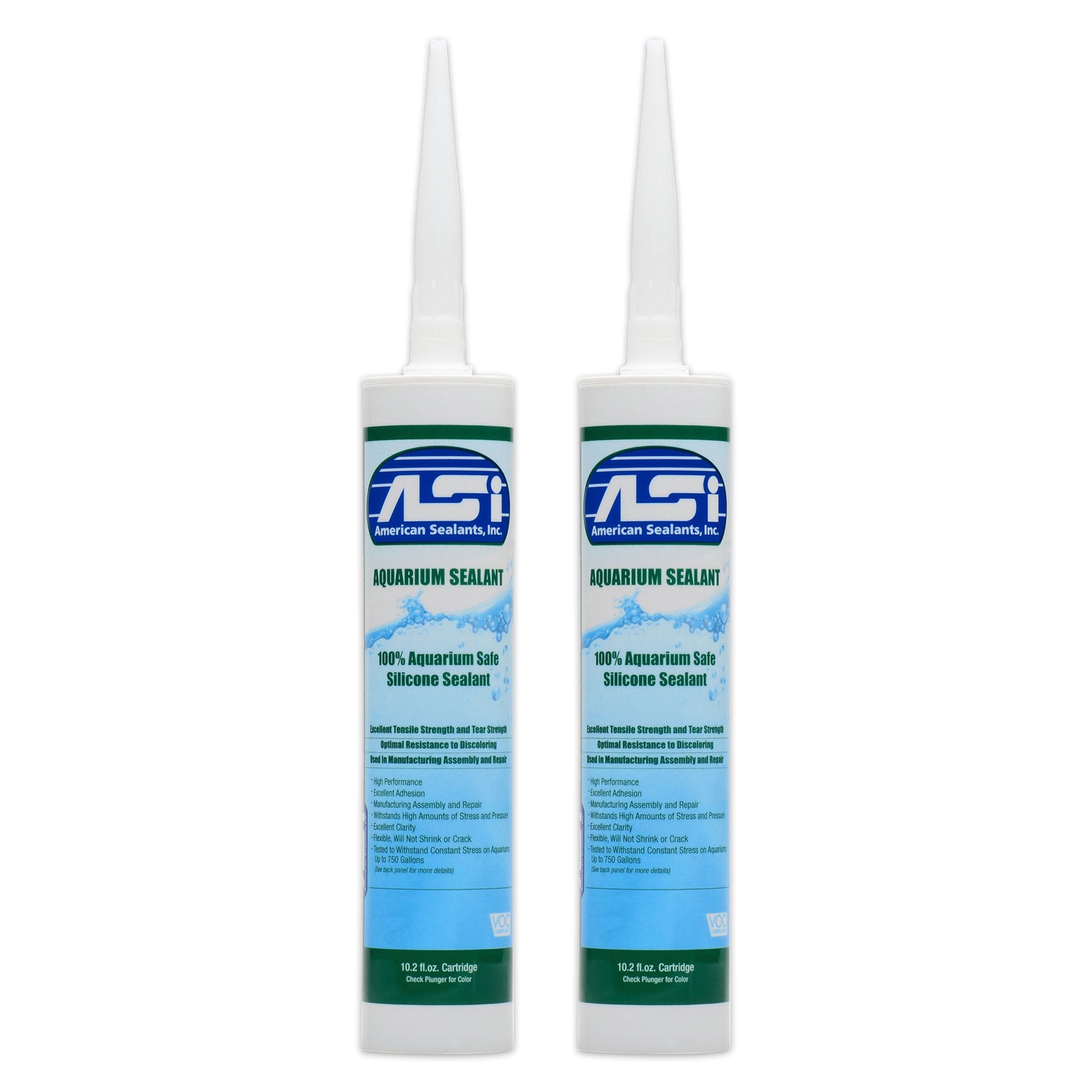 ASI Clear Aquarium Silicone Sealant Cartridge 10.2-oz 2 Pack