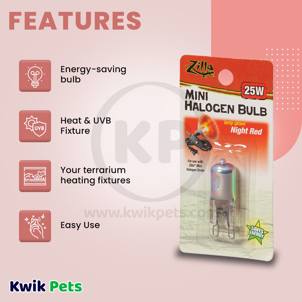 Zilla Night Red Light & Heat Mini Halogen Bulb 25W