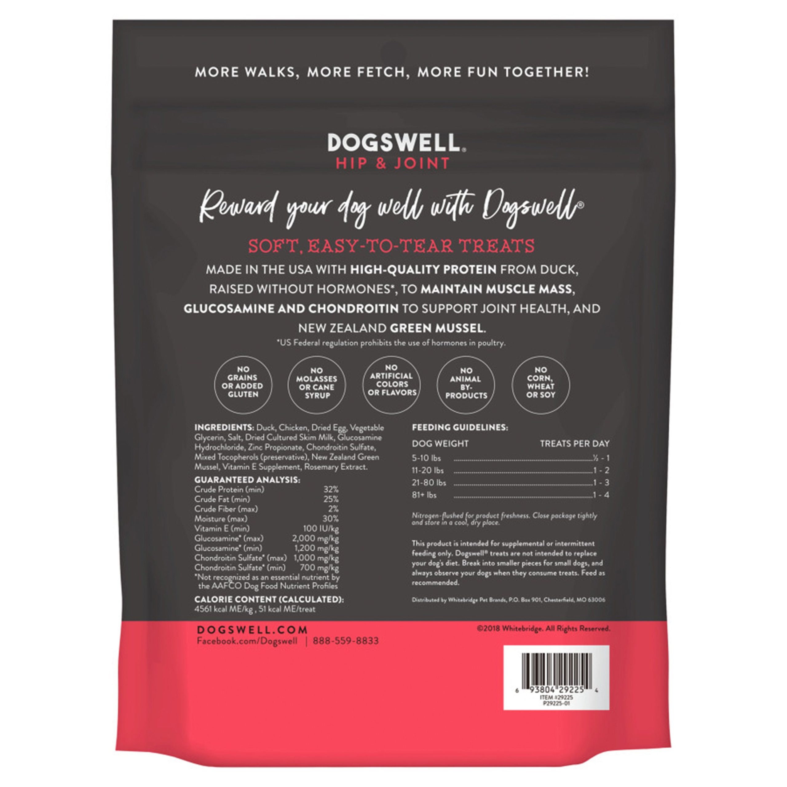 Dogswell Hip & Joint Grain-free Soft Strips Dog Treat Duck, 10 oz