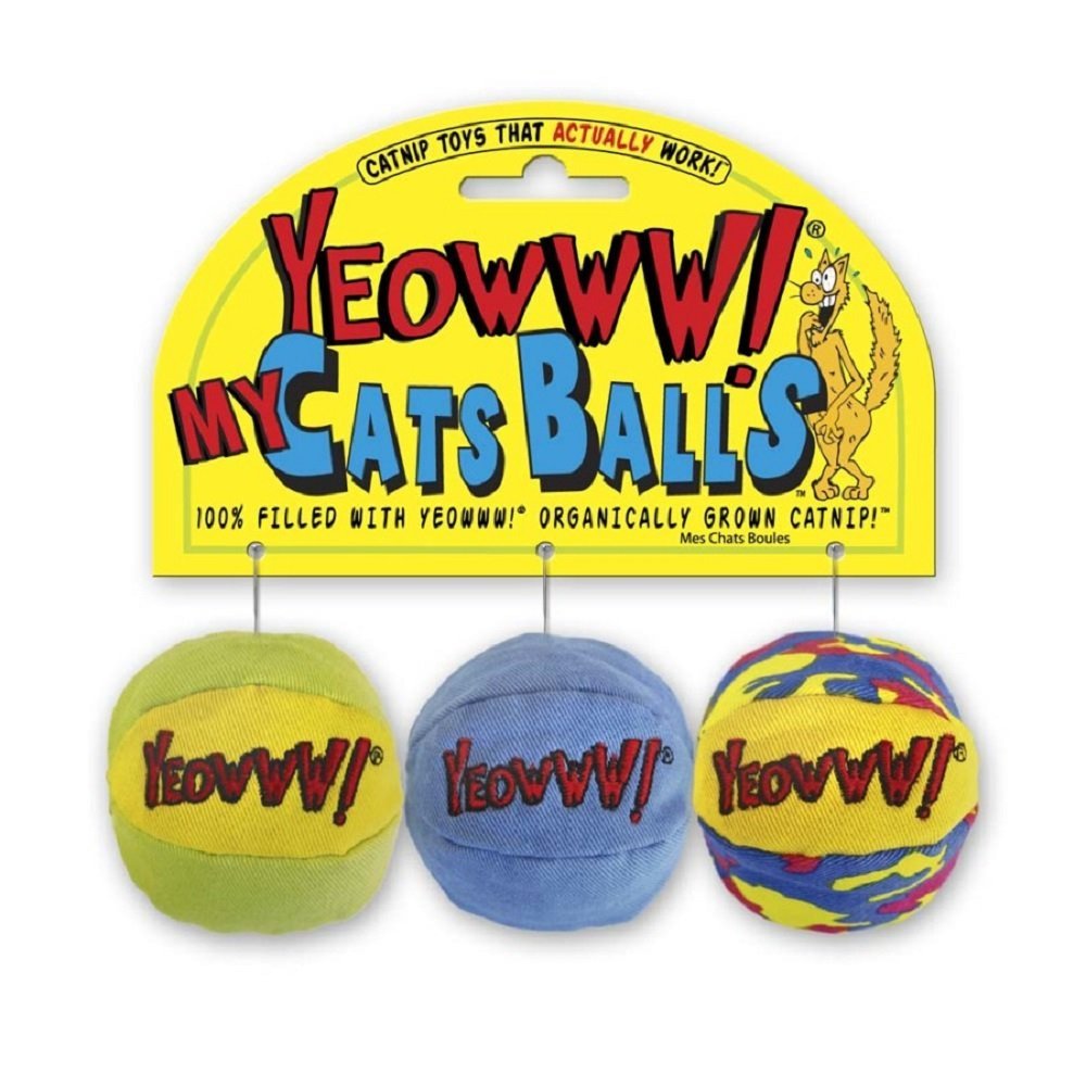 Yeowww! My Cats Balls Catnip Toy Multicolor 3 Count 2-in