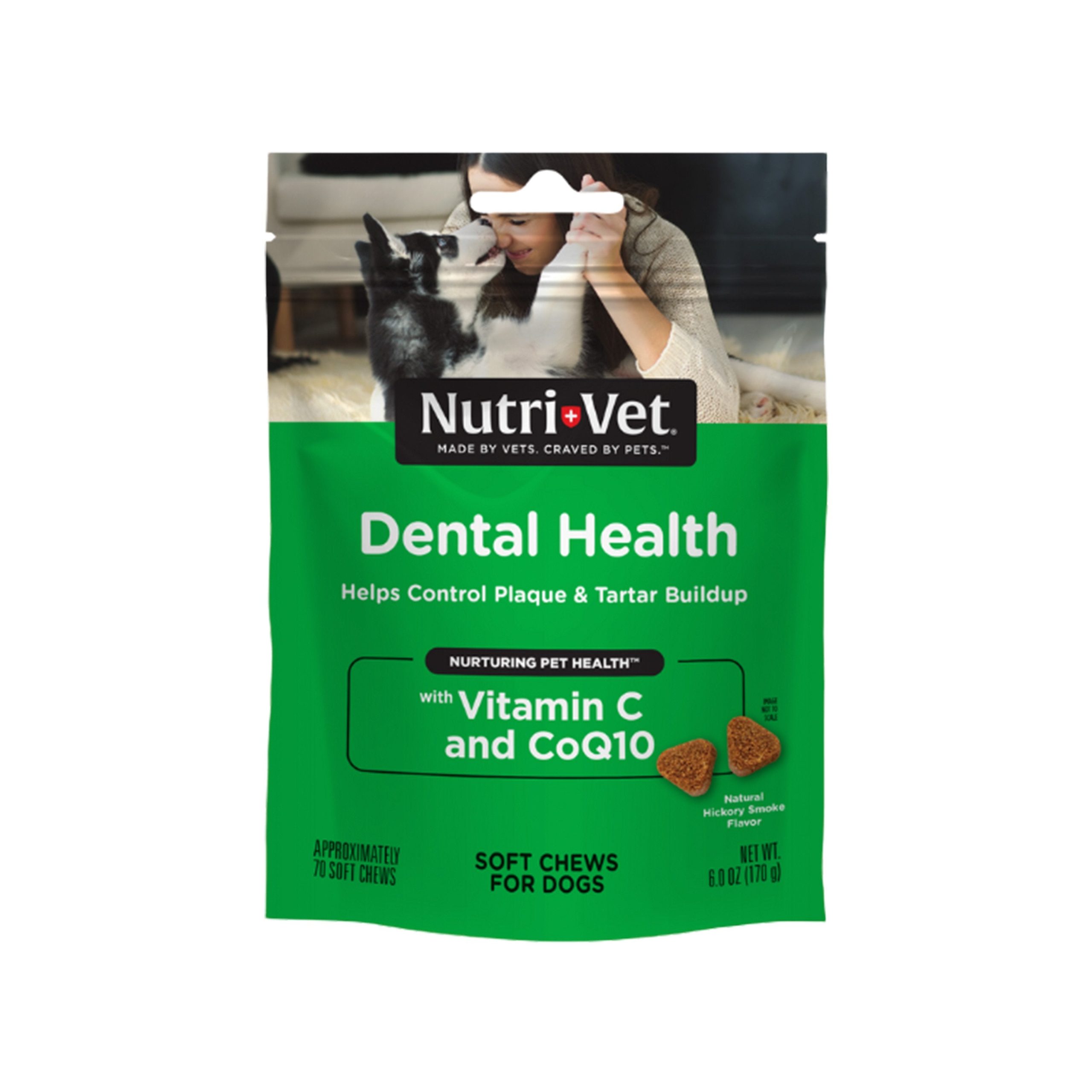 Nutri-Vet Hickory Smoke Dental Health Soft Chews for Dogs 70 Count 6-oz