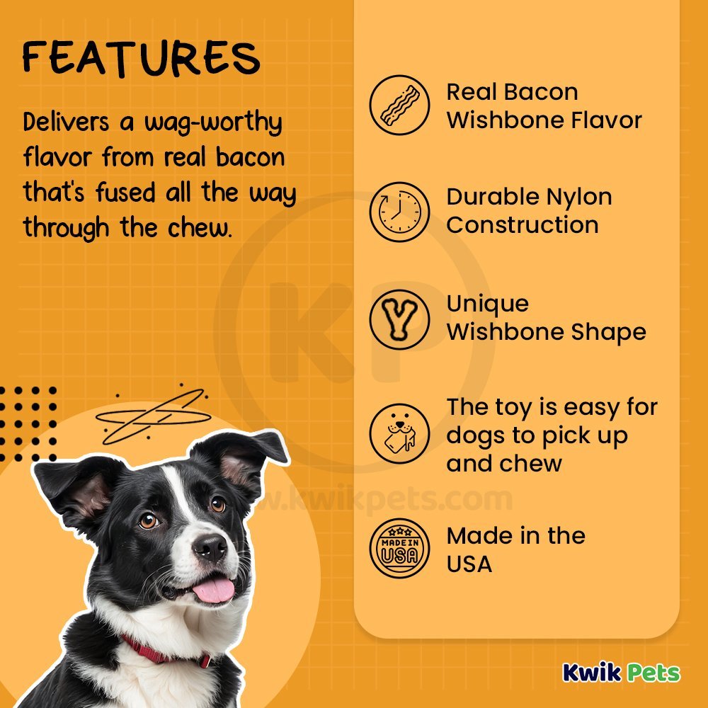 Benebone Wishbone Dog Chew Toy Bacon Small