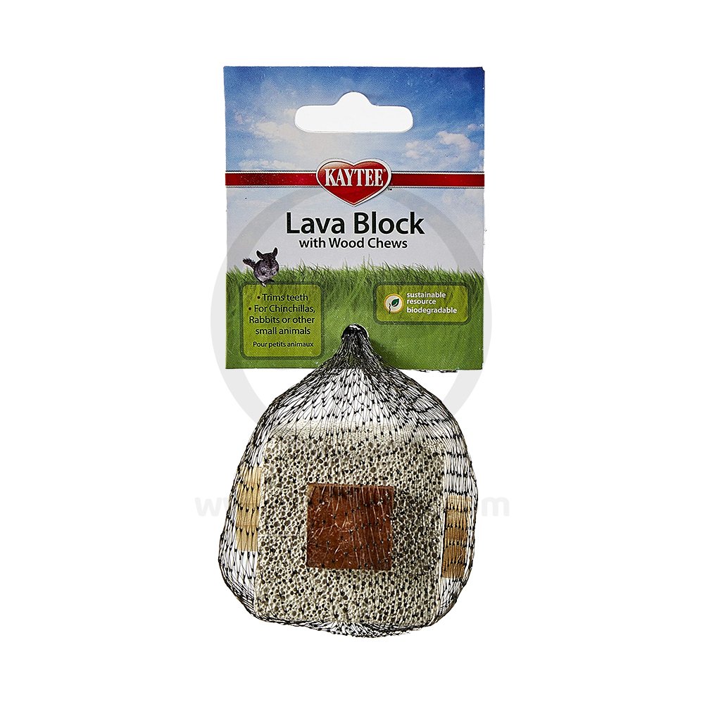 Kaytee Lava Block with Wood Chews for Small Animals 2.5 in X 2.5 in X 5 in