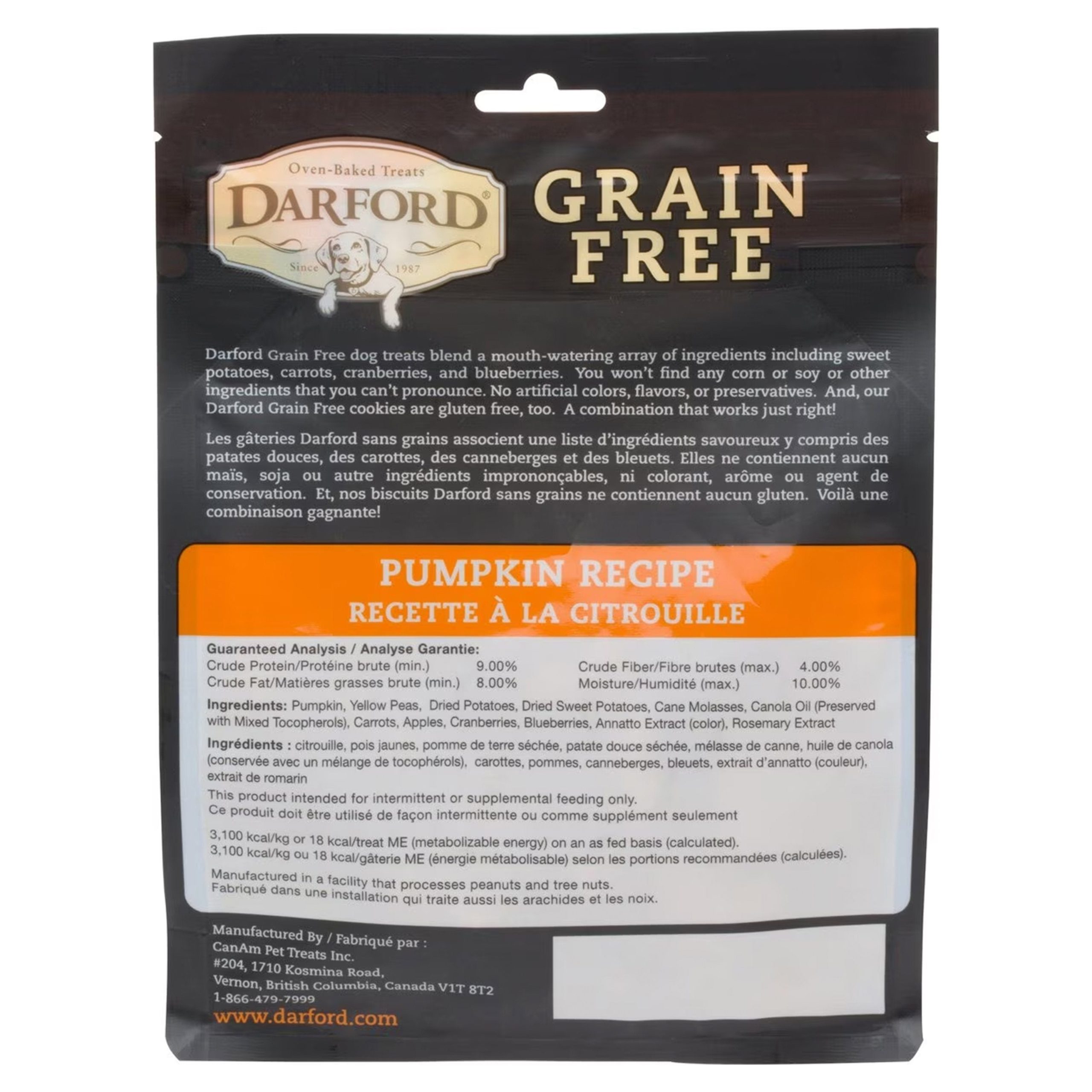 Darford Grain Free Biscuits Pumpkin Recipe Dog Treats Regular 12-oz