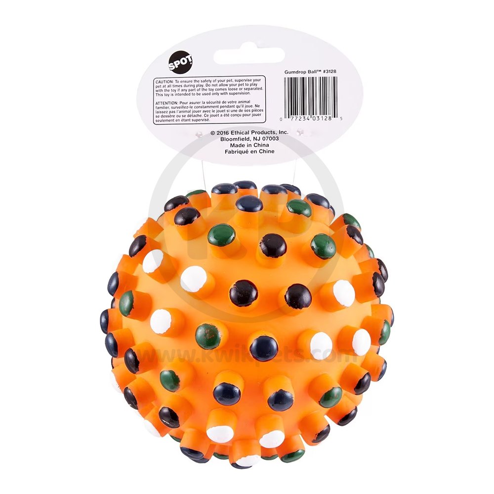 Ethical Pet Spot Gumdrop Ball Dog Toy Assorted 5-in