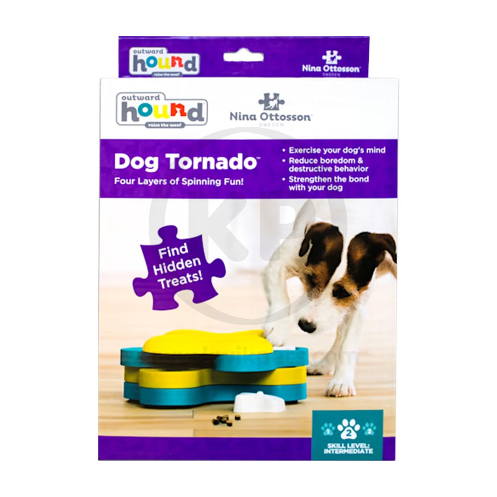 Nina Ottosson Tornado Interactive Dog Toy Blue/Yellow Large 11-in